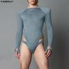 INCERUN Men Long Sleeve Cutout Fitted Briefs Bodysuits Jumpsuits Underwear Playsuits