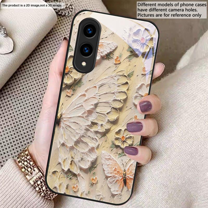 Масляная живопись бабочка Для Samsung S26 S22 S8 S9 S10 S20 Ultra S21 Pro S22 Plus S23 FE S24Ultra S25 Edge S24+ Стеклянный чехол для телефона