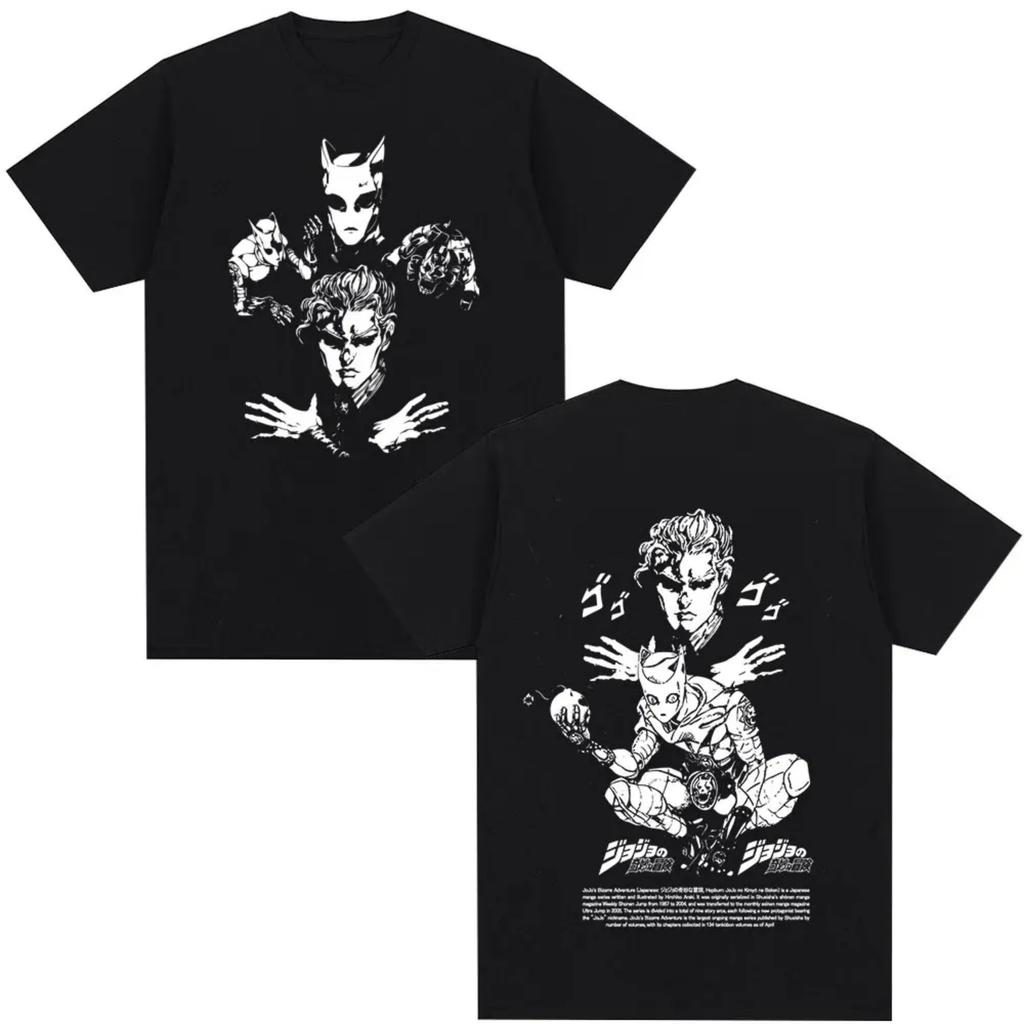Аниме JoJo's Bizarre Adventure Killer Queen Кира Йошикаге Футболки Мужские Женские Хлопок Новые Короткий Рукав Оверсайз Топ Уличная Одежда