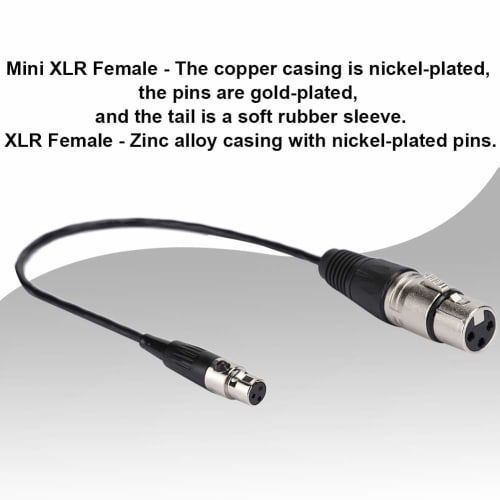 XLR Mini 3-Pin Female To XLR 3-Pin Female Audio Cable with Zinc Alloy Case and Copper Wire Shield