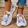New Butterfly T-strap Flat Shoes Woman Gradient Knit Loafers Women's Soft Breathable Casual Jogging Shoes Wedge Grandma Flats