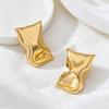 European and American Trends Niche Minimalist Design Wrinkled Geometric Stud Earrings Light Luxury High-end Temperament Ear Jewelry Women