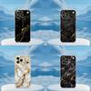 Мраморный арт Черно-золотой чехол для телефона для iPhone 16,15,14,13,12,11,17 Pro,Max,Plus,X,XS,XR,SE,Mini Прозрачный мягкий чехол
