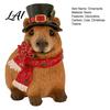 Cute Resin Animal Ornament Christmas Capybara Figurine with Hat And Scarf Tree Accessory Statue Cartoon Sculpture for Home Holiday Party Tabletop