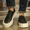 Осень новые кожаные туфли-лоферы на одной педали, повседневные, универсальные, с круглым носком, на толстой подошве, увеличивающие рост, холодные липкие мужские кеды, мужская обувь