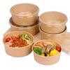 Disposable Lunch Boxes, Disposable Bowls, Disposable Containers with Lids, Kraft Paper Bowls, and Paper Plates (500ml, Set of 10)