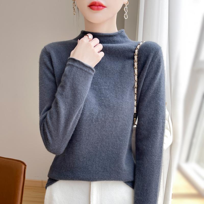 Женский кашемировый свитер Qinghe Cashmere 30% Кашемир 70% Шерсть Осенне-зимний кашемировый пуловер Мягкий и теплый