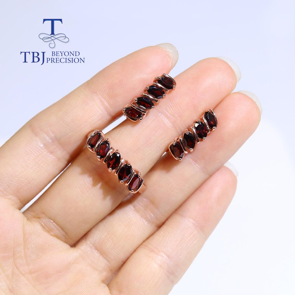 Новое поступление, ювелирные изделия из натурального граната для женщин, изящные ювелирные изделия, серьги-кольца из серебра 925 пробы с драгоценными камнями, комплект ювелирных изделий, повседневная одежда, подарок