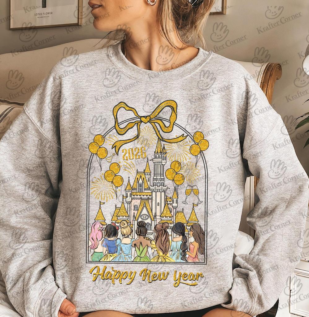 Magic Kingdom Magical Castle Disney Princess Happy New Year 2026 and kids tshirt, Walt Disney World 2026 Hoodie, Girl Trip Disneyland New Year Gift