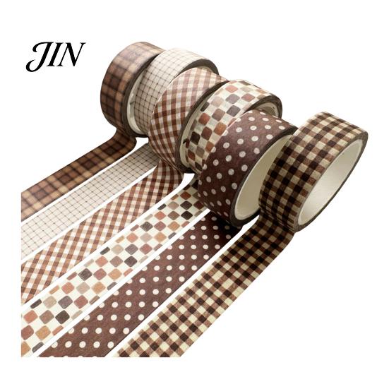 Neat Storage Washi Tape Set 6 Rolls Plaid Set, Grid Checkered Pattern Masking Tape, Self Classic Adhesive Decorative for DIY Crafts, Journal,