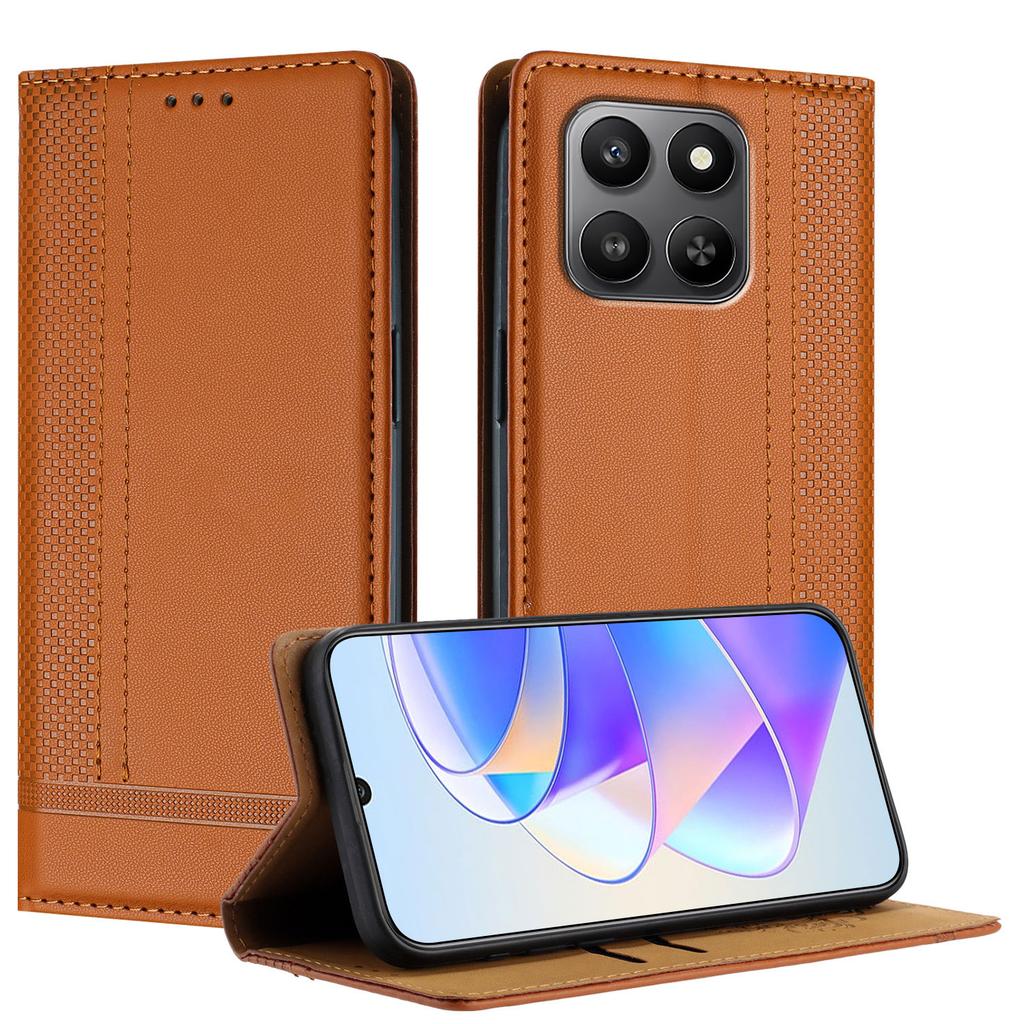 Для Honor 400 Смарт-чехол L-образный сетчатый узор Кожаная подставка Чехол для телефона со слотами для карт