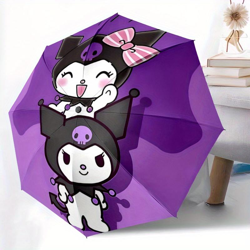 Автоматический складной ветрозащитный зонт Kuromi Sanrio с прочным железным каркасом, портативный компактный дорожный зонт для всесезонного использования, вечеринок 0807074