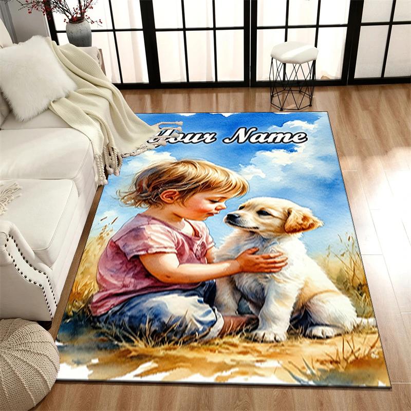 1PC Custom Name Childhood Innocence Friendship Theme Floor Mat Ideal for Living Room, Game Rooms, Office, Bedroom, Office Floor Mat , Floor Mats for H