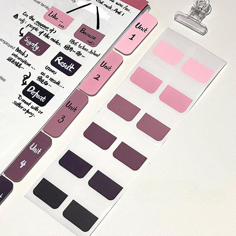 1 Set Morandi Index Stickers Stationery Daily Planner Label Memo Stickers DIY Color Fluorescent Sticker Bookmark Classify Marks
