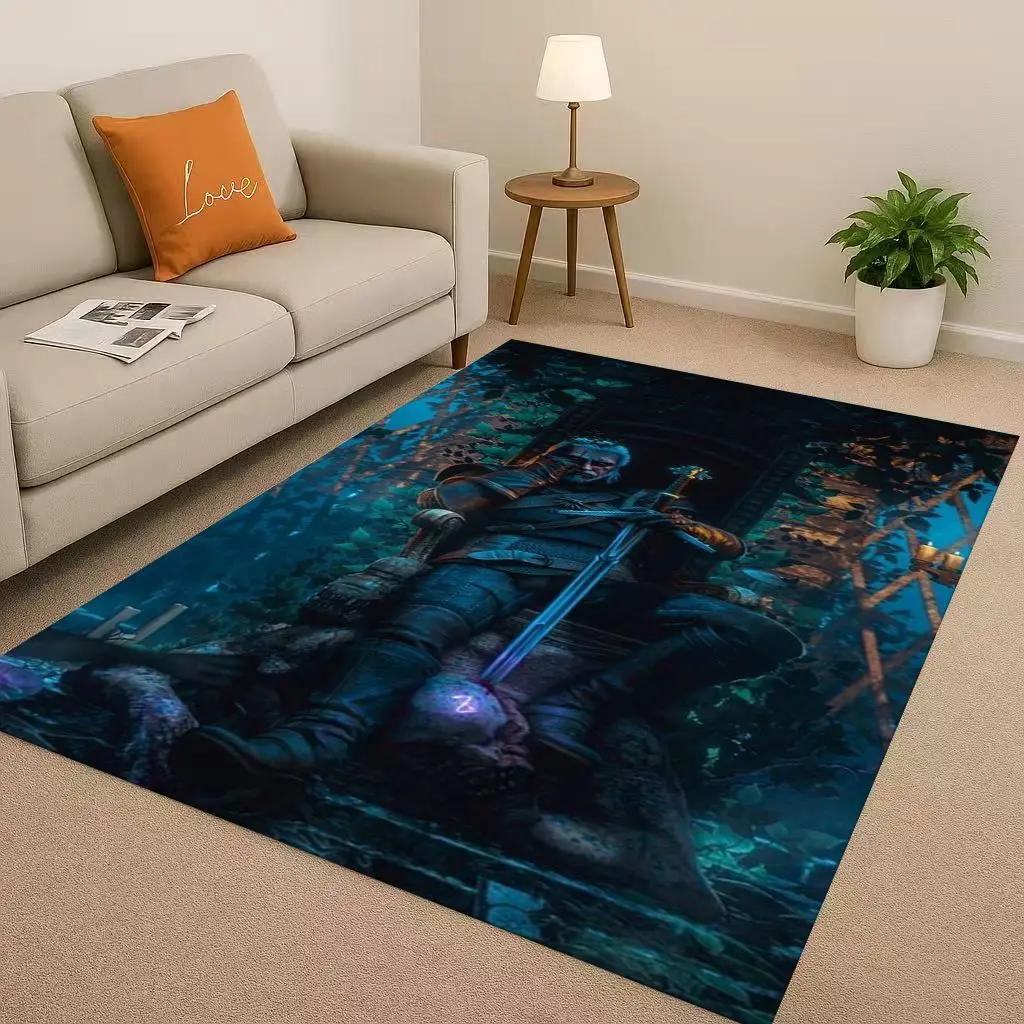 HD The W-Witcher Game Geralt Gamer Cartoon Living Room Non-Slip Area Rug Carpet For Bedroom Playroom Sofa,Home Doormat Kid Gift