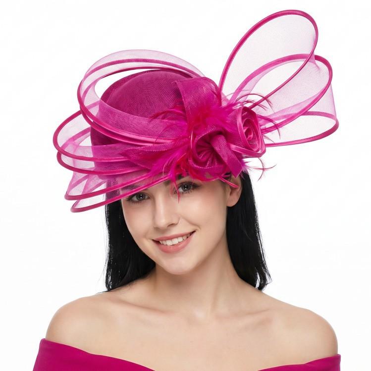 Exaggerated mesh hemp top hat bridal headgear socialite family party hair accessories wedding catwalk top hat