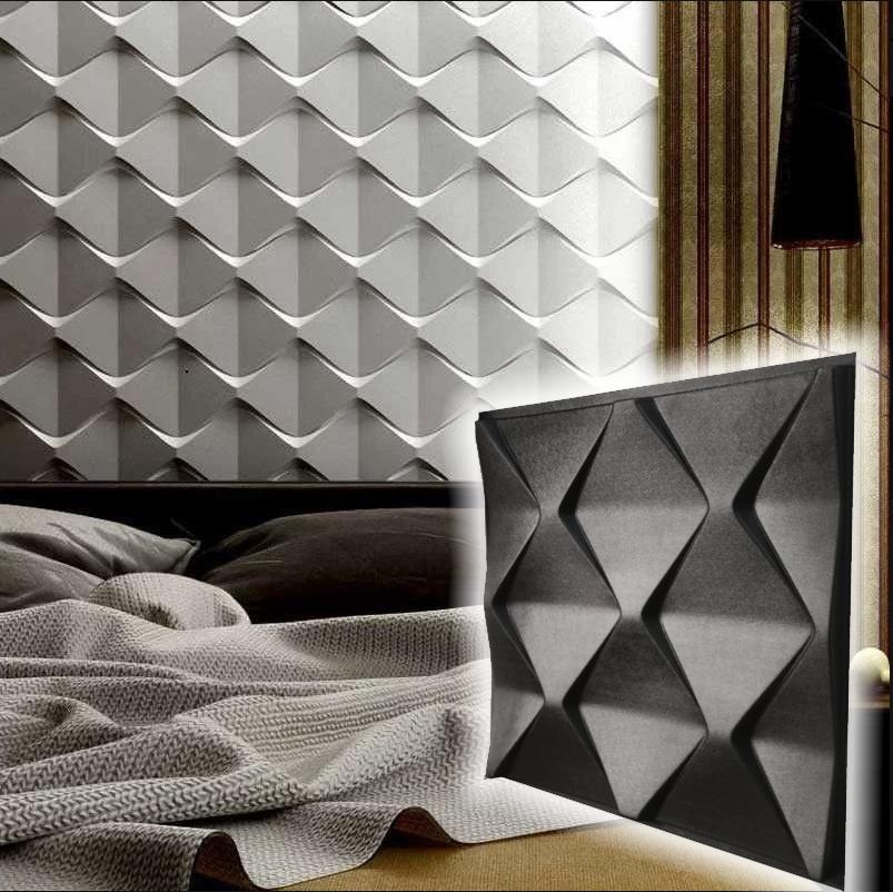 3D Wall Panel Mold for Gypsum, Plaster or Concrete Tile for Decorative Wall Panels 'Pyramids'