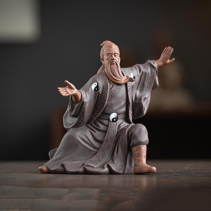 Ceramics Taiji Zhang Sanfeng Legend Figure Statue Wudang School of Chinese Taoism Home Living Room Office Decorative Accessories