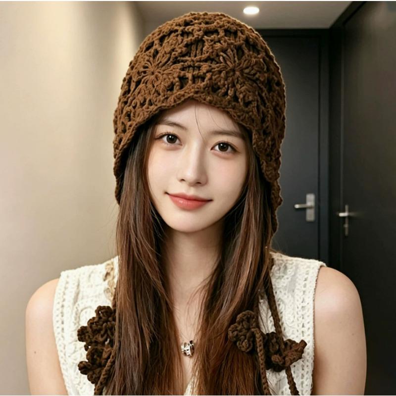 Autumn Winter Tassel Knit Beanie Ear Protection Solid Fashion Hat