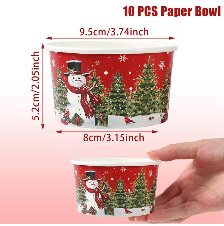 Christmas Santa Claus Paper Bowl Noel Snowman Disposable Bowl Merry Christmas Decor for Home 2025 New Year 2026