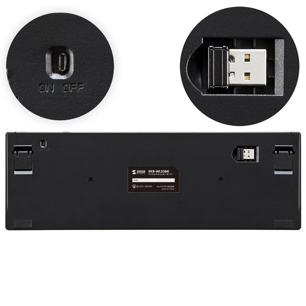 SANWA SUPPLY Wireless Slim Keyboard, Black, SKB-WL23BK