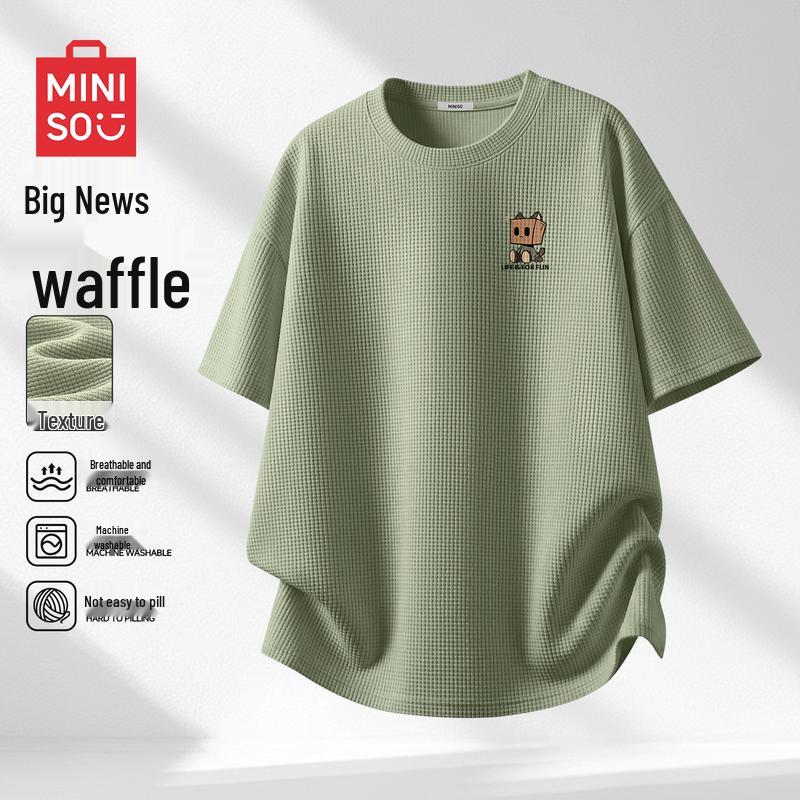MINISO Мужская вафельная футболка с коротким рукавом