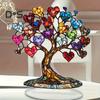 Heart Tree Ornament Desktop 2D Flat Acrylic Decoration Multi-Color Love Hearts Tree with Base for Home Table Decor Valentine's Day Gift