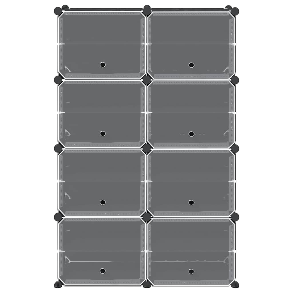 Cube Shelving System with 8 Cubes and Doors Black PP