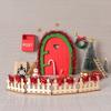 Miniature Christmas Scene Model Wooden Elf Door Set Handmade Mini Wood Door Festive Holiday Dollhouse Decor