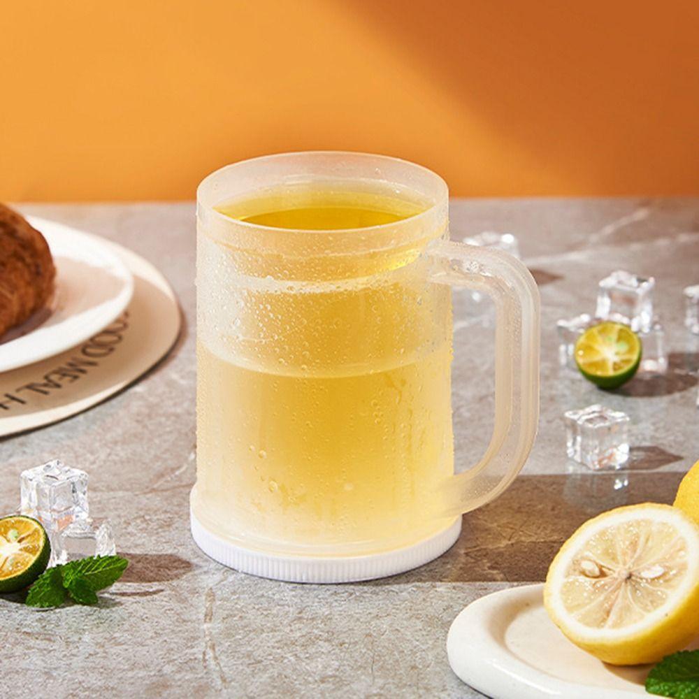 PET/PP Liquid Refrigerator Frozen Cup with Handle Freezer Beer Mugs Bar Kitchen Drinkware