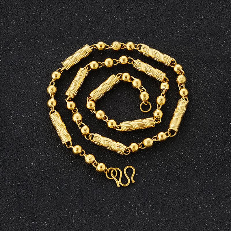 Мужское цилиндрическое золотое ожерелье, Властное вьетнамское ожерелье из песочного золота, Позолоченное ожерелье-имитация в подарок