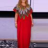 Women Large Size Round Neck Drop Shoulder Short Sleeve Printed Loose Dress
