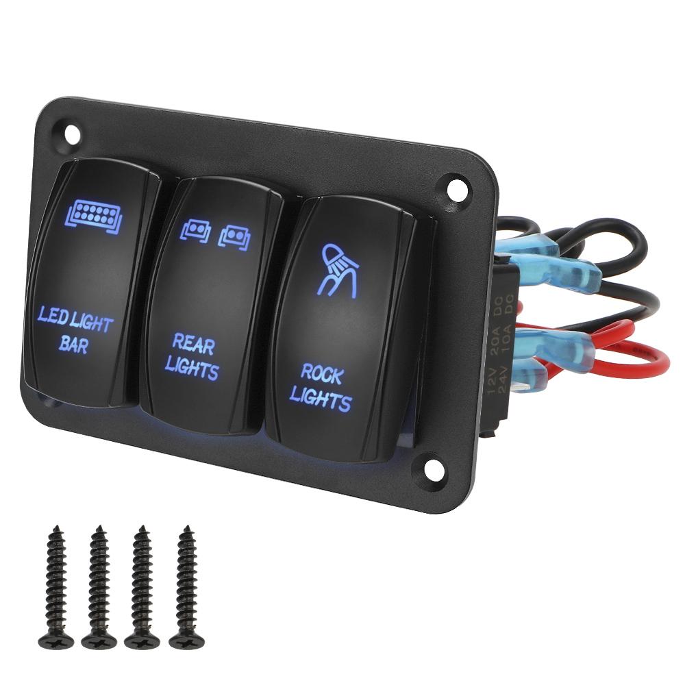 Для авто, морского ATV UTV, тумблер, панель управления, светодиодный светильник, 3 группы, кулисный переключатель, панель 12 В, 24 В, вкл./выкл., IP65, водонепроницаемый