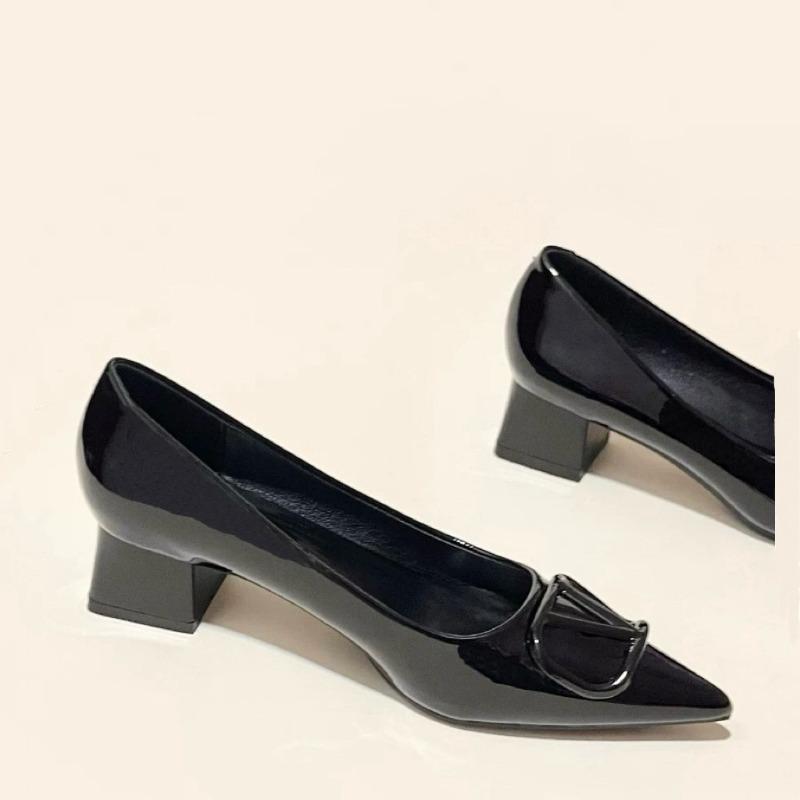 Темпераментные модные остроносые туфли на толстом каблуке, женские новые универсальные удобные профессиональные туфли на среднем каблуке, туфли на высоком каблуке