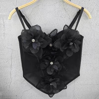 3D цветочный топ-халтер без рукавов для женщин весна/лето облегающий дизайн внутреннего слоя ориентированный на дизайн с коротким рукавом верх-запашной топ майки