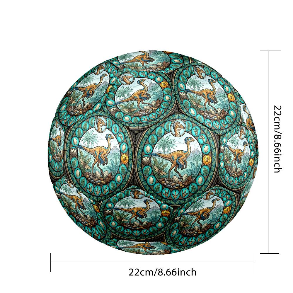 Prehistoric Dinosaur Habitat Round Football Size 5 Adult Ball Suitable for Training Matches and Outdoor Team.
