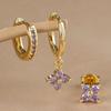 3PCS Fashion Gold Color Crystal Zirconia Drop Earrings Set for Women Stainless Steel Flower Dangle Earring Korean Jewelry aretes