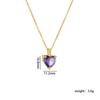 Stainless Steel Chain Simple Colorful Zircon Love Heart Pendant Necklaces for Women Girls Sweet Romantic Jewelry Gifts for Lover