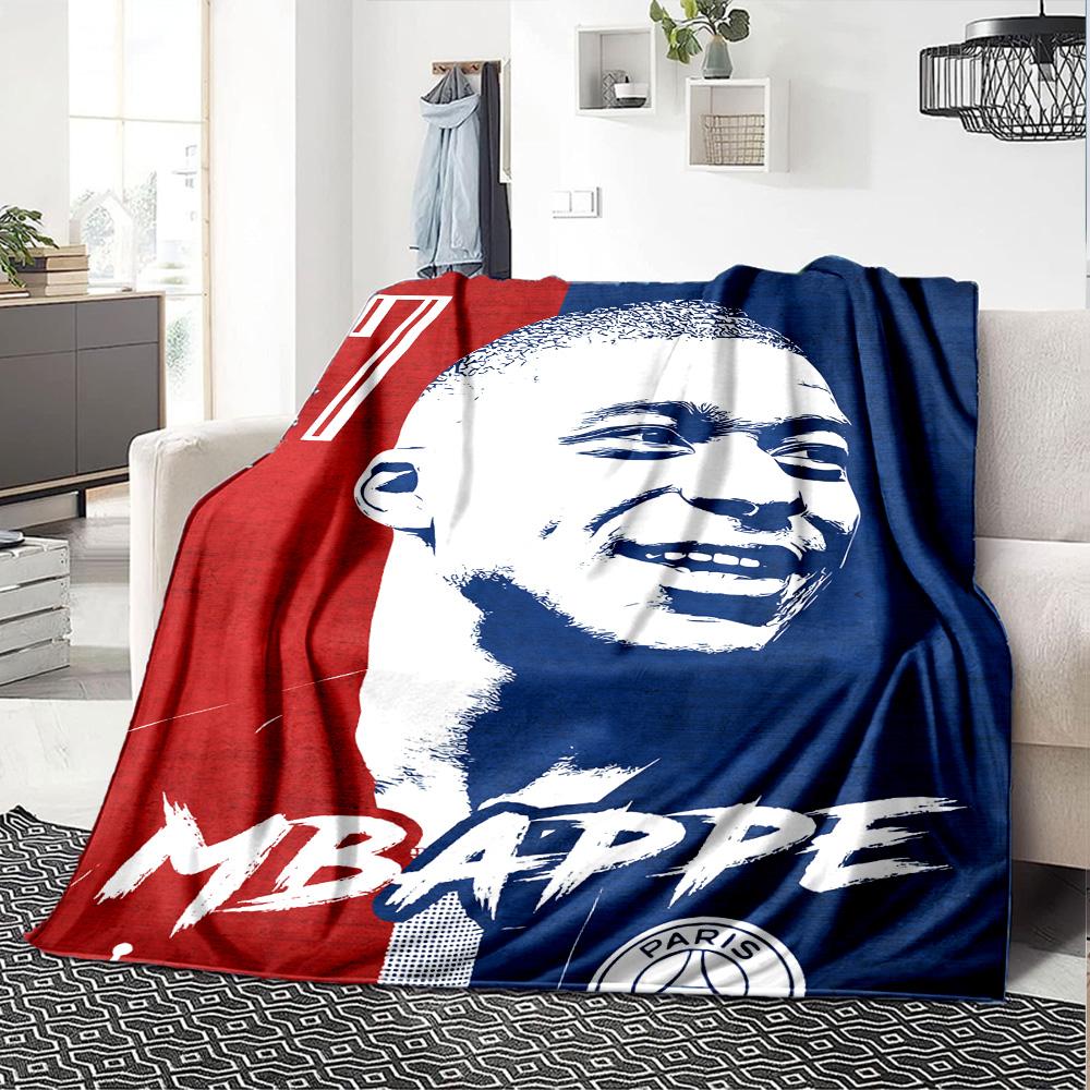 Star Player Kylian Mbappé Blanket Soft Warm Cozy Great for Sofa Office Chair Picnics for All Seasons Playful Design