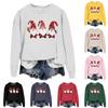 Women's Fashion Christmas Small Print Long Sleeve Loose Round Neck Sweatshirt