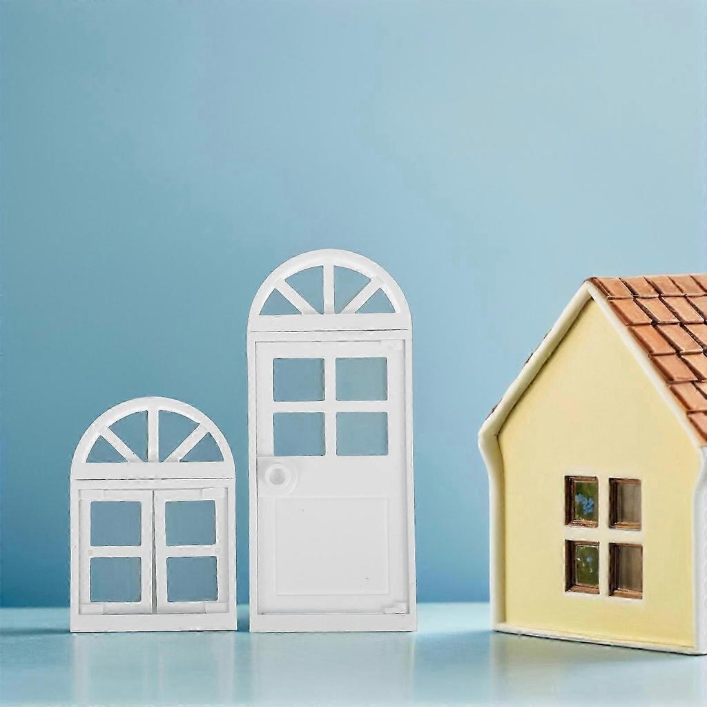 Miniature Dollhouse Building Model Plastic Window and Door Accessories 8Pcs