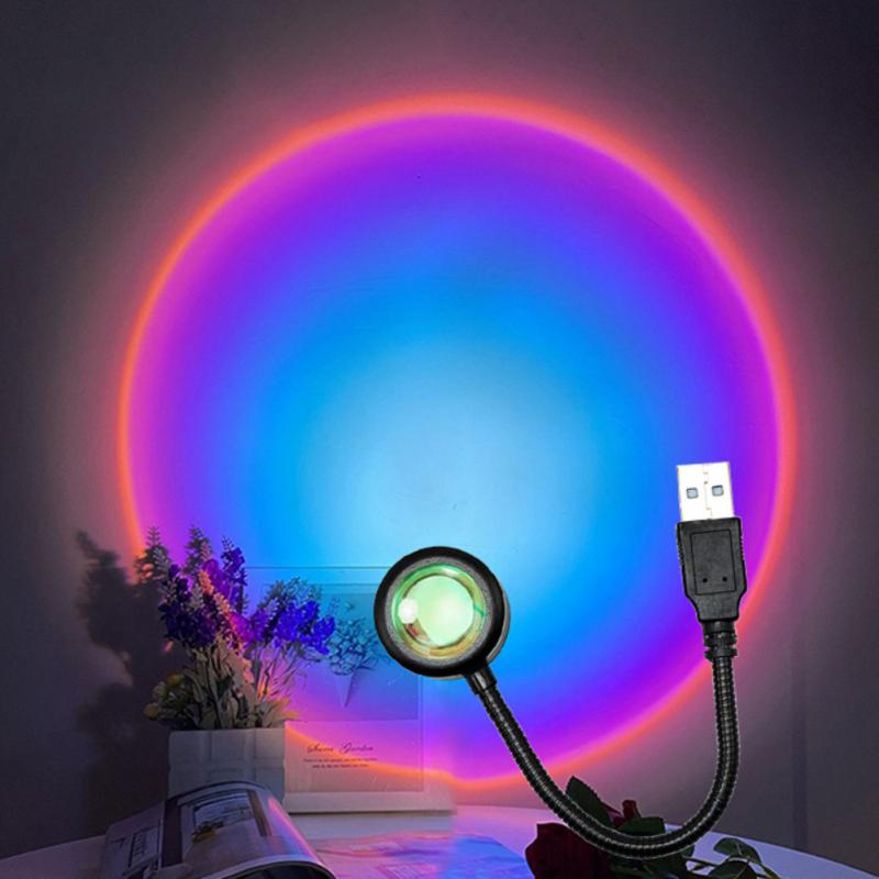 Sunset Photography Light USB Rainbo LED Light Mobile Phone Self Neon Night Light Projector Photography Wall Atmosphere Light