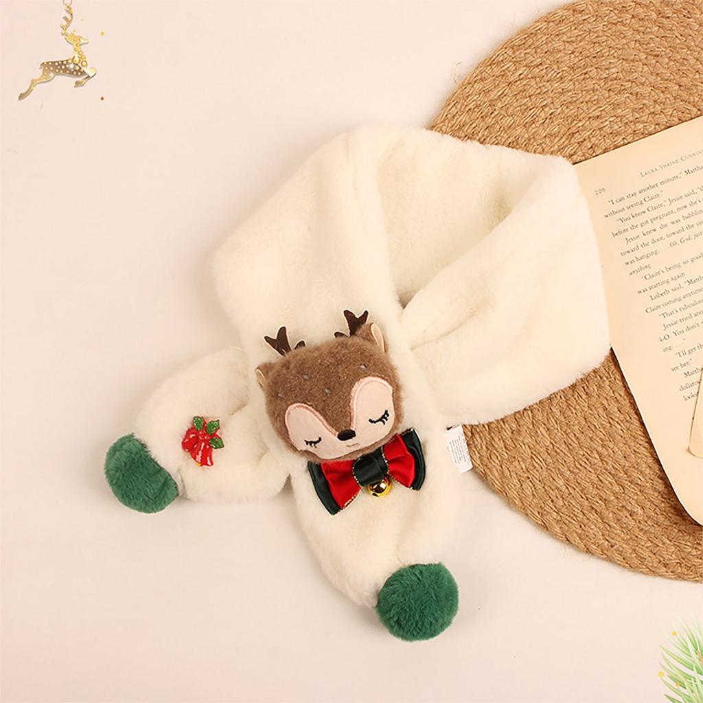 Детский бархатный милый бархатный шарф с рисунком в рождественском стиле, шарф с оленем