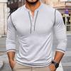 Мужская винтажная футболка-henley с длинным рукавом, блоками цвета и круглым вырезом, повседневный топ