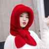 Women's Winter Faux Fur Hat Thick Warm Plush Ear-Protector Riding Cap Solid Color with Scarf Buckle