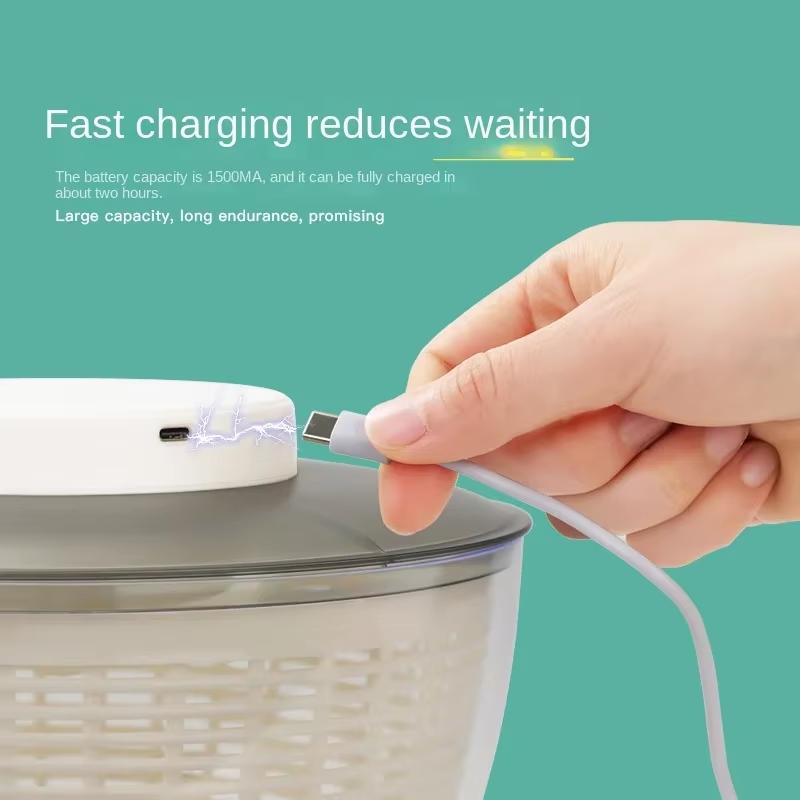 Vegetable Dehydrator Electric Quick Cleaning Dryer Fruit and Vegetable Dry and Wet Separation Draining Salad Spinner Home Gadget