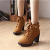 Spring Winter Women Pumps Boots High Quality Lace-up European Ladies Shoes PU High Heels Boots Fast Delivery