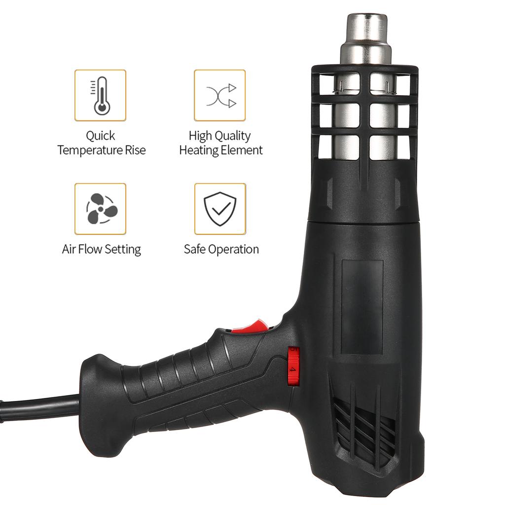 Машина горячего воздуха 1600-2000 Вт Комплект машины для нагрева горячим воздухом с двойной настройкой температуры (122℉~1012℉)