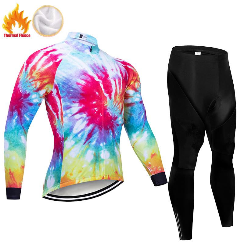2025 New Fleece Men's Cycling Jersey Winter Cycling Sets Warm Long-sleeved Suit Soad Bike Bicycle Jacket Overalls Riding Suit