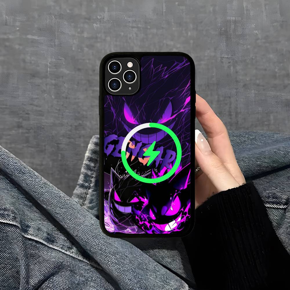 Trendy Pokemon Gengar Print Phone Case For iPhone 13 14 15 11 12 16 17 Pro Max Plus Magsafe Magnetic Shell